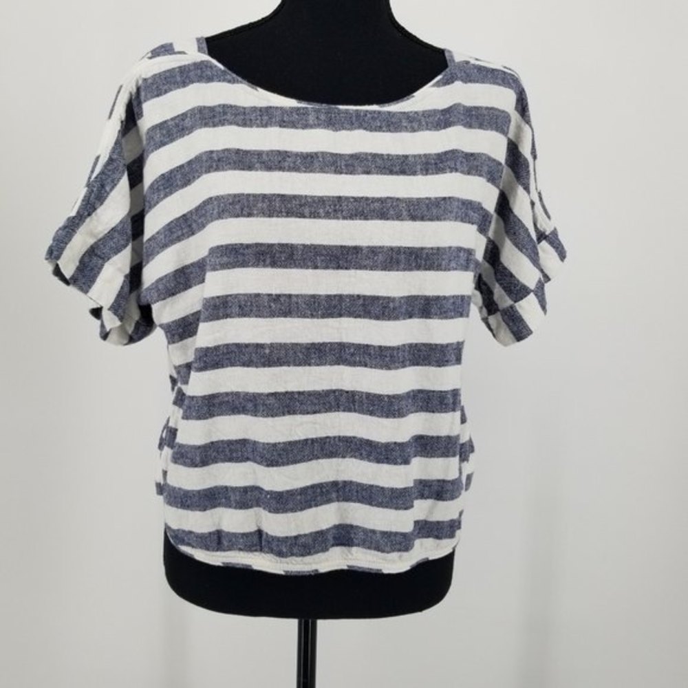 ZARA striped top white gray L